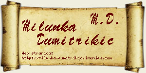 Milunka Dumitrikić vizit kartica